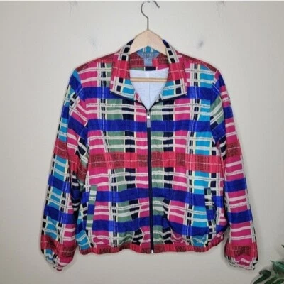 Vintage Koret | Chaqueta cortavientos geométrica multicolor con cremallera frontal, talla mediana Foto 1 de 4