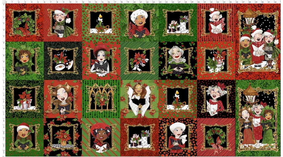 Christmas Song Lady Fabric Religious Church Loralie Designs Cotton 24"X44" Panel - Image 1 of 1