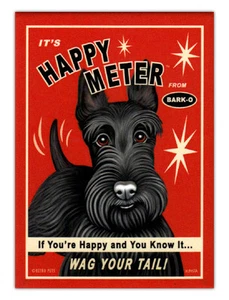 Retro Dogs Refrigerator Magnets - Scottish Terrier Happy Meter - Advertising Art - Picture 1 of 1