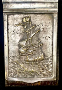 HERMOSO BLOC DE NOTAS ANTIGUO HECHO A MANO EN PLATA DE EE. UU. 6,25", ENVÍO EN RELIEVE c1900 g - Imagen 1 de 4