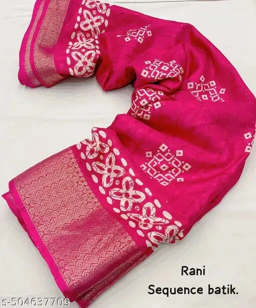 dola seda batik estampado lentejuelas trabajo estampado sari pesado borde jequard Foto 1 de 1