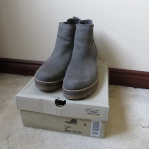 CAMEL ACTIVE WOMENS DIAMOND 72 CHELSEA BOOTS NUBUCK SIZE UK8 EU42 NEW GREY STEEL - Picture 1 of 17