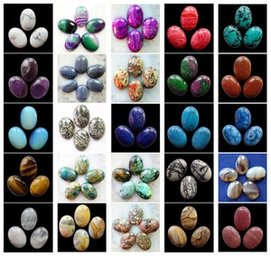 18x25mm Oval cabochon CAB Flatback Semi-Precious Gemstone Save - Picture 1 of 31
