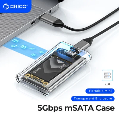 ORICO USB 3.0 mSATA SSD Enclosure mSATA 3050 SSD Adapter with USB C to C Cable - Image 1 of 4