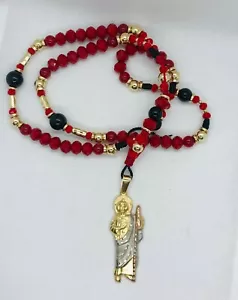 Rosario San Judas Tadeo Buchon Sinaloense Rojo Sangre 18k de chapa de Oro - Bild 1 von 7