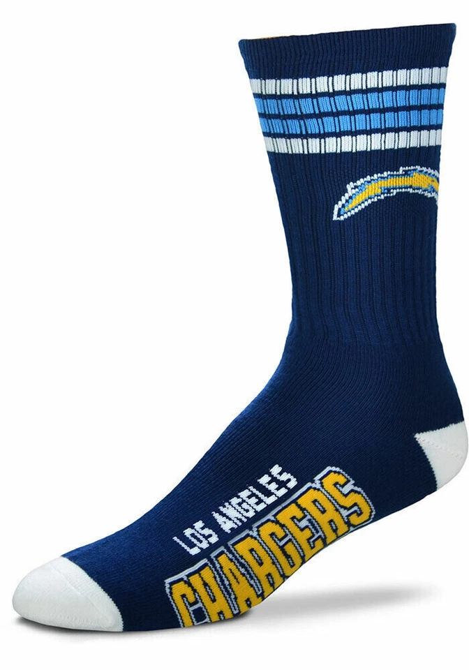 Los Angeles Chargers NFL Men's Large 4 Stripe Deuce Crew Socks Fits 10-13 Gift - Image 1 of 1