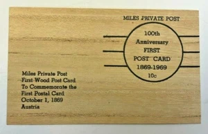 Primera postal conmemorativa vintage de madera 100 aniversario 1869 - Imagen 1 de 3