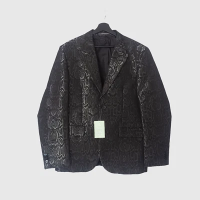 BNWT H&M Holiday '23 Jacquard Weave Black Snakeskin Sheen Blazer 36R,38R,42R,44R - Image 1 of 2
