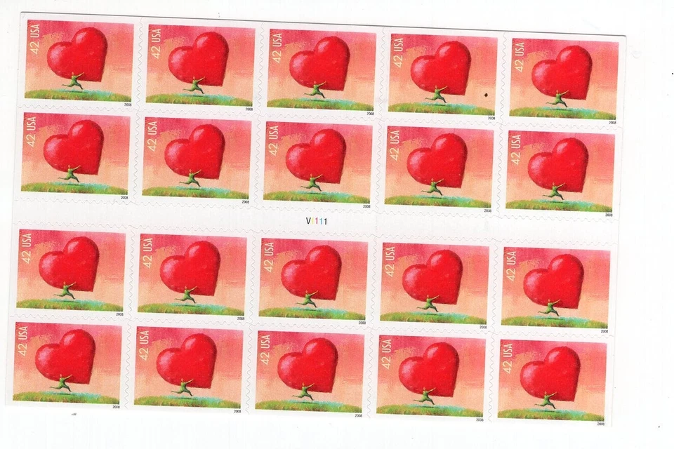 2008 42 cent Heart booklet of 20 Scott #4270a, Mint NH - Image 1 of 1