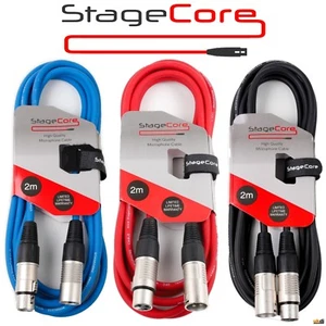 Pack Of 3 Stagecore 2m Male to Female Balanced XLR Microphone Cables - Mic Lead - Picture 1 of 6