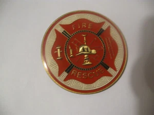 FIRE AND RESCUE ADHESIVE MEDALLION/CHALENGE COIN (READ DESCRIPTION) - Picture 1 of 4