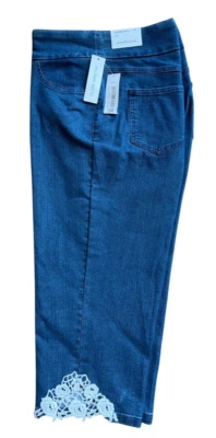 Pantalones Capris de mezclilla y encaje Westbound talla 12 talla Park Avenue Fit nuevos con etiquetas Foto 1 de 3
