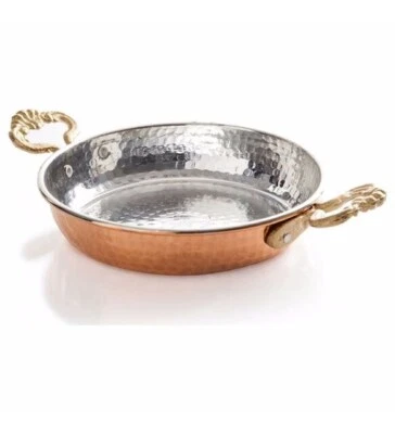 Copper Pan With Brass Handle Traditional Handmade Hand Hammered Cooking Pan - Image 1 of 4