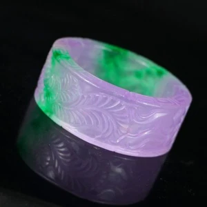  Natural Burmese Jade jadeite Green&Purple  Lucky Flower Bracelet 62MM - Picture 1 of 12