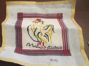 HANDPAINTED NEEDLEPOINT CANVAS OF A ROOSTER - PICASSO - WITH SOME ISSUES - Picture 1 of 4