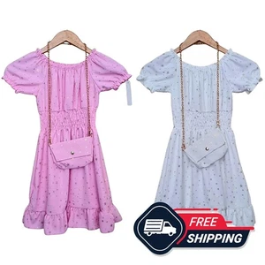 Kinder Baby Sternenkleid Mädchen Kommunion Party Hochzeit ausgestellt transparent Kleid Tasche Set - Bild 1 von 5