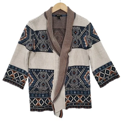 Forever 21 Geometric Tribal Print Open Front Cardigan Sweater Size S Boho Cabin - Image 1 of 4