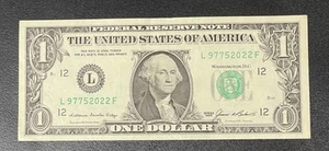 1985 $1 Dollar Bill In Mint Condition With Serial Number 97752022 - Full House - Picture 1 of 2