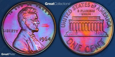 1964 TONED Lincoln Memorial Cent Proof NGC PF 67 RB PR67RB Toning Coin 1C - Image 1 of 4