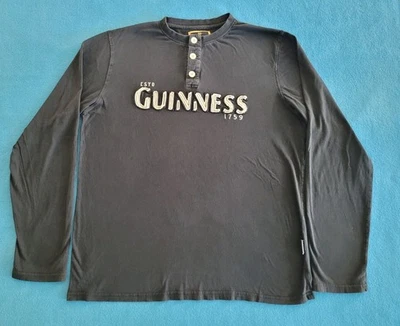 Camiseta Guinness Henley Hombre Manga Larga Talla 3XL Bordada Irlandesa  Foto 1 de 4