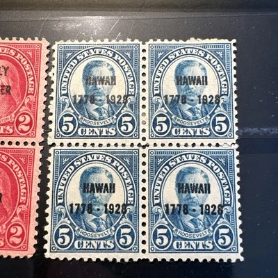 US #648 Hawaii and #646 Moly Pitcher  2 overprint  Blocks of 4  MNH,OG - Image 1 of 4