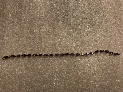 14K фиолетовый драгоценный камень желтое золото браслет 5,4 грамма 7 дюймов - Изображение 1 из 4