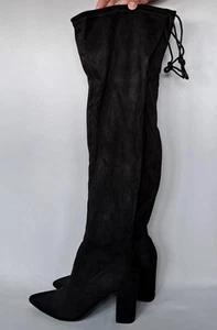 JustFab Aubriana Tie Over-The-Knee Boot Women’s 9.5 in Black Caviar NEW NIB - Picture 1 of 9