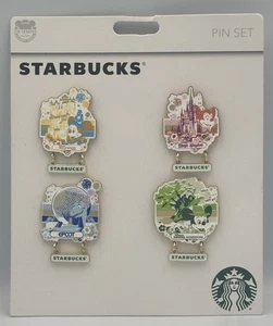 Starbucks Disney World Parks 50th Anniversary Pins Set MK, Epcot, H. Studios &Ak - Picture 1 of 8