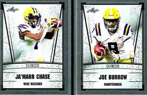 (2) MINT JOE BURROW & JA’MARR CHASE 2020 LEAF "SILVER EDITION" ROOKIE CARD LOT! - Bild 1 von 2
