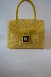 Womens Leplas Yellow/Clear Rubber Satchel Bag - Picture 1 of 9