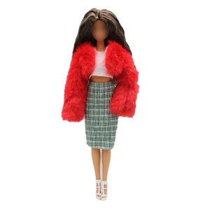 Conjunto de ropa para muñeca de 11,5" 1/6 moda abrigo de piel sintética trajes zapatos de vestir bolso - Imagen 1 de 22