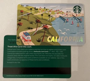 Lote de 5 tarjetas Starbucks 2019 California serie 6181 tira magnética - Imagen 1 de 1