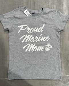 UNITED STATES MARINE CORPS USMC - “PROUD MARINE MOM” Gray T-Shirt - Sz L - NWT - Picture 1 of 4