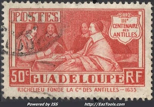 GUADELOUPE RATTACHEMENT DES ANTILLES N° 128 AVEC OBLITERATION - Picture 1 of 2