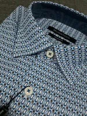 NWT Bugatchi Men's M Short Sleeve button down Shirt Cicular/Geometric/random sha - Image 1 of 4