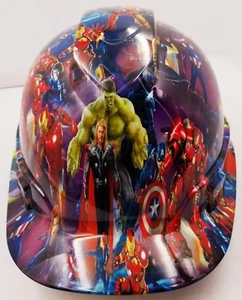 Cap  Hard Hat custom hydro dipped , OSHA approved , SUPER HEROES  comic book  - Picture 1 of 7