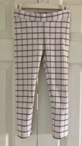 JANIE and JACK Plaid White, Red & Black Plaid Leggings Elastic Waist - Size 4 - Picture 1 of 8