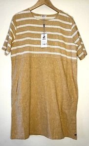 Neu Damen Batela Leinen Baumwolle Streifen Tunika Kleid Größe 10 hellbraun weiß Taschen $ 83 - Bild 1 von 6