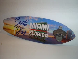 Seas the Day Wood Surf Board Sign With Bottle Opener 16" x 5.0" - Picture 1 of 3