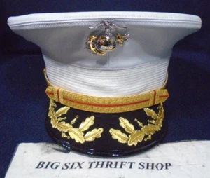 Vestido de servicio de grado de campo del Cuerpo de Marines USMC cubierta azul huevos revueltos 6 7/8 - Imagen 1 de 4