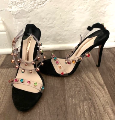 Sophia Webster Rosalind Multicolor Gem-Stud Sandalia Tacones Negro 37 EE. UU. 7 Foto 1 de 4
