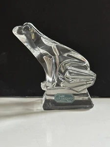 J.G. Durand Crystal Glass FROG Figurine Paperweight Art Deco France Signed Label - Picture 1 of 15