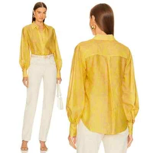 NWT L'agence Jayleen Yellow Lemon Tonic Python Snake Button Down Blouse Top - Picture 1 of 7
