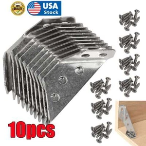10pcs Universal Furniture Corner Connector Stainless Steel Angle Corner Brackets - Picture 1 of 12