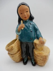Vintage 1944 McCarty Bros Calif Trinket Dish Pottery Planter Asian Girl Figurine - Picture 1 of 15