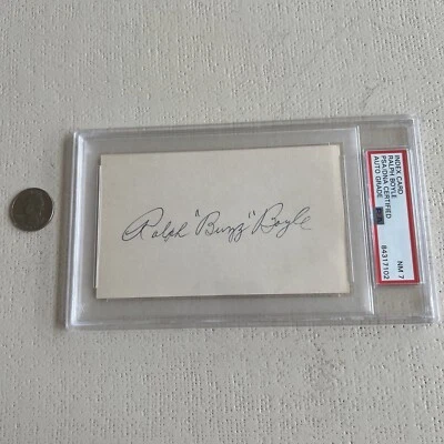 Ralph Buzz Boyle Signed Index Card 3x5 PSA Slabbed Graded N Mint Braves Dodgers - Image 1 of 2