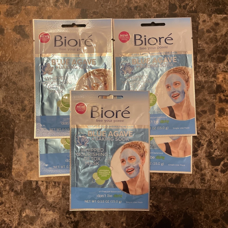 Biore Oil free Face Mask Blue Agave + Baking Soda Detox Mask 0.53 Oz. Pack Of 5 - Image 1 of 2