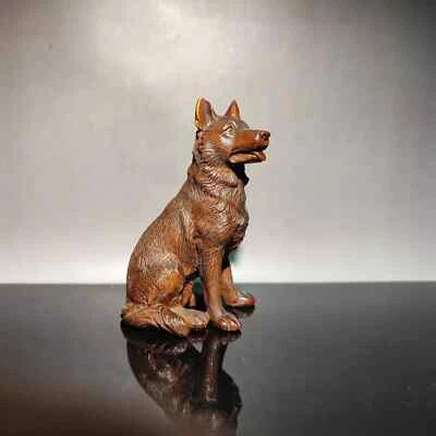 Boxwood Carving Pet Dog Statue Australian Kelpie Collie Lovely Decor Ornaments - Image 1 of 4