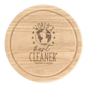 World's Best Cleaner Round Chopping Cheese Board Funny Joke Favourite - Picture 1 of 1