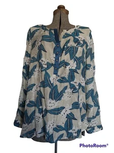 Soft Surroundings Womens XL Crinkled Floral Long Sleeve Pullover Blouse Tunic - Picture 1 of 9